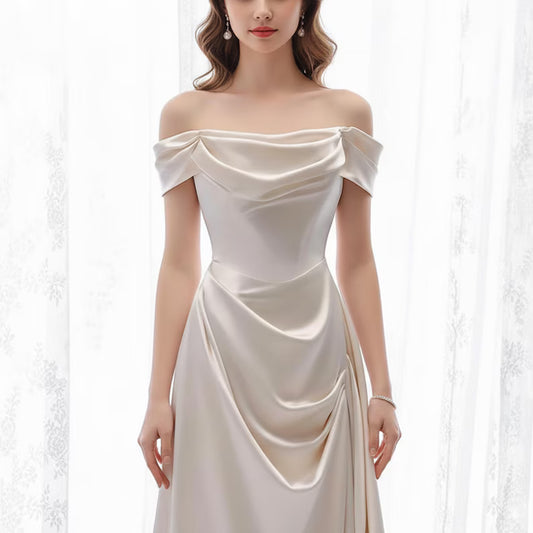 Elegant White Wedding Stain Prom Dress,Tube Dress,Gift for Bride,Wedding Shower Dress,Bridal Dress,Dress for Wedding,Long Formal Prom Dress